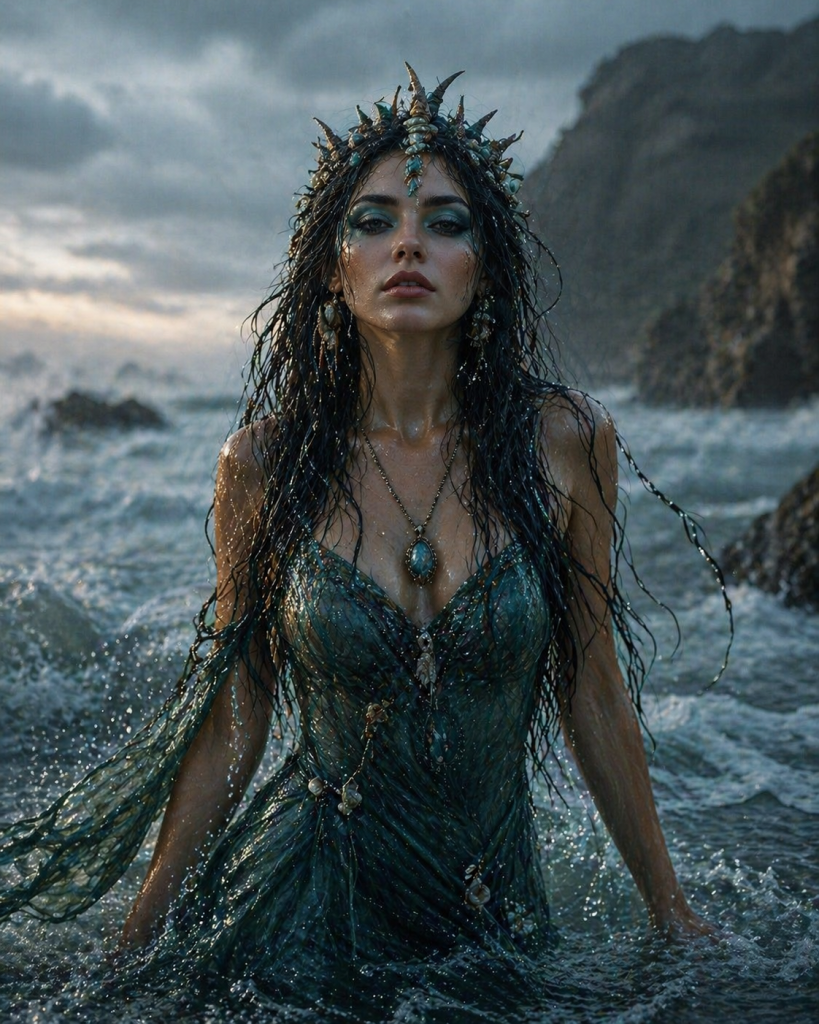Faelorin Beautiful Sea Witch Walking Out of the Waves with Seashells and Beads for Jewellery Beautiful Sea Witch Walking Out of the Waves with Seashells and Beads for Jewellery