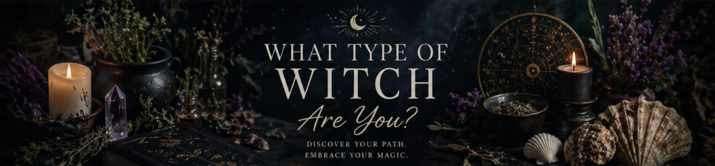 Faelorin Banner Image - What Type of Witch Are You Banner image - What Type of Witch Are You - With Candles Crystals Seashells Cauldron